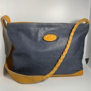 Blue and Tan leather bag